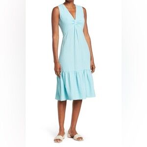 Calvin Klein Gauze Light Teal Knot Front Dress